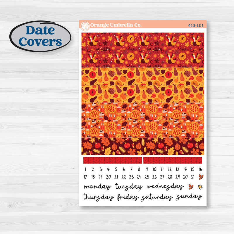 Thanksgiving Autumn Kit | A5 Daily Duo Planner Kit Stickers | Gobble | KIT-413-L