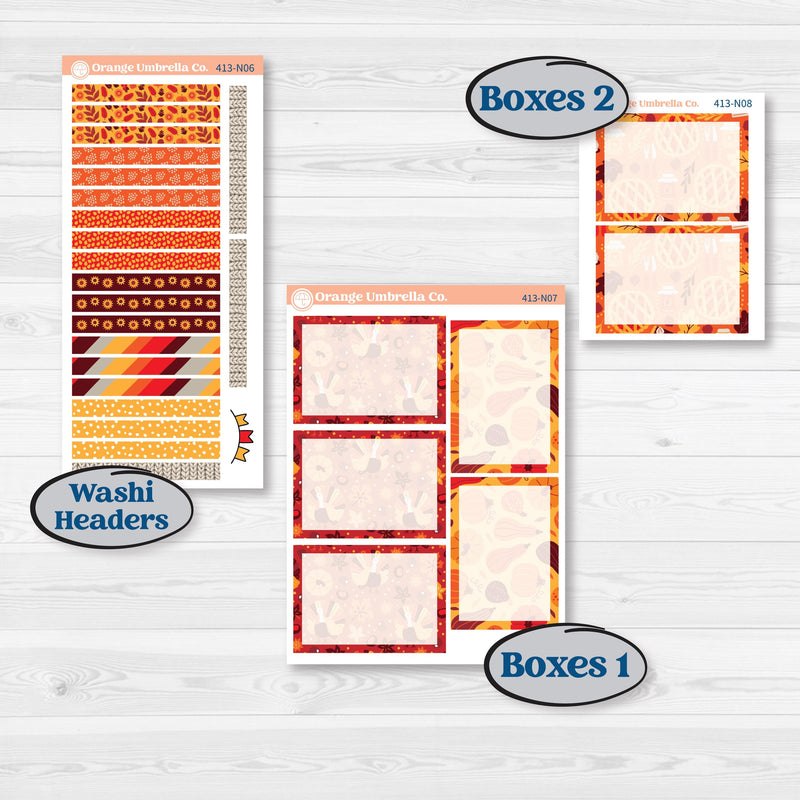 Thanksgiving Autumn Kit | A5 Plum Daily Planner Kit Stickers | Thanksgiving Autumn Kit | KIT-413-N