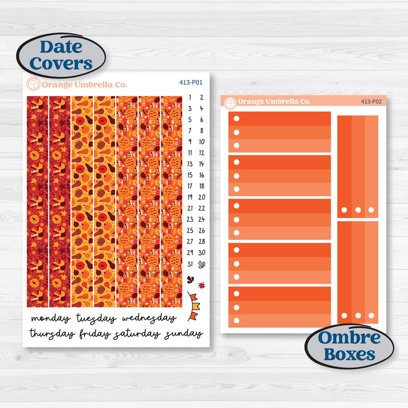 Thanksgiving Autumn Kit | 7x9 Plum Daily Planner Kit Stickers | Gobble | KIT-413-P