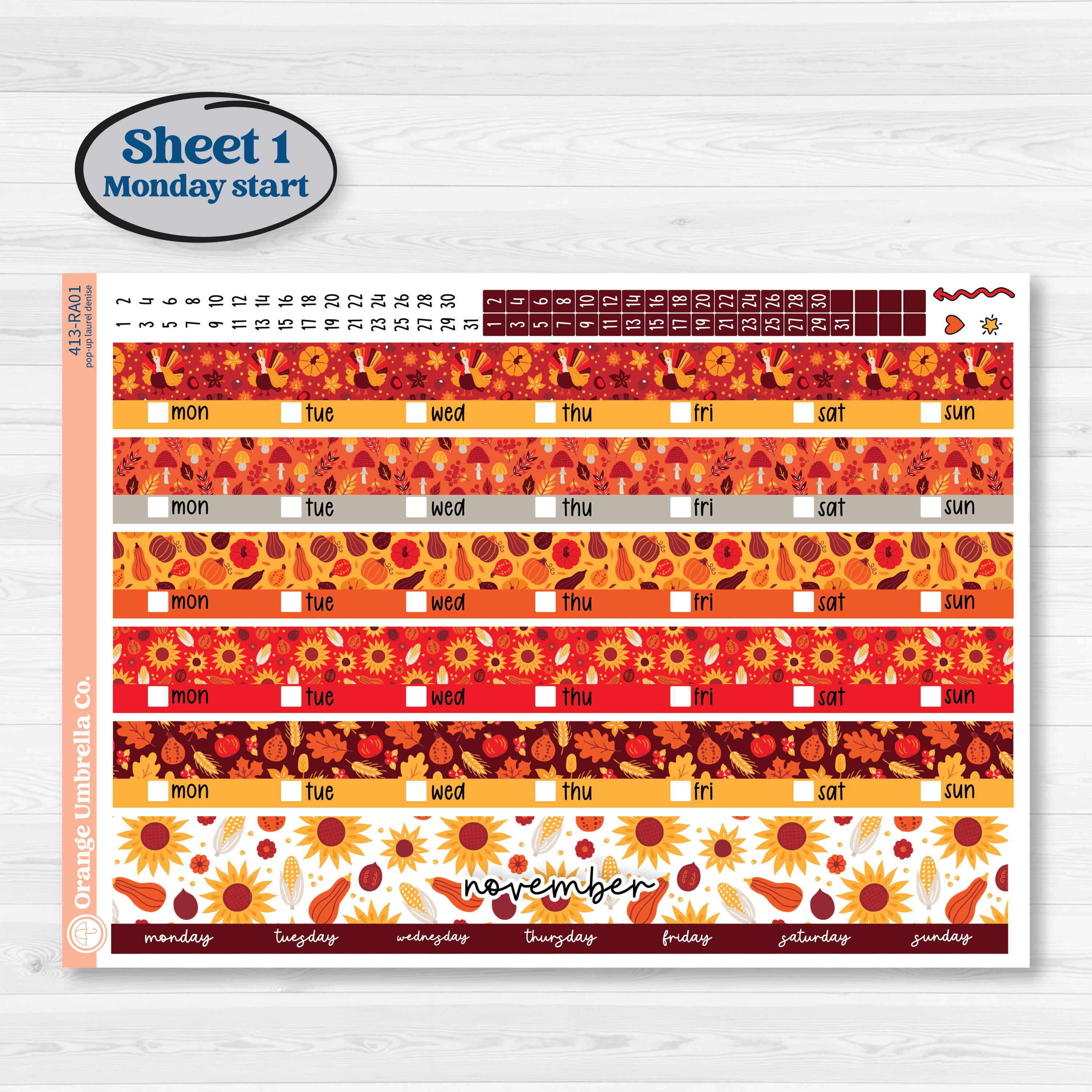 Thanksgiving Autumn Kit | Laurel Denise Pop-Up Planner Kit Stickers | Gobble | KIT-413-RA