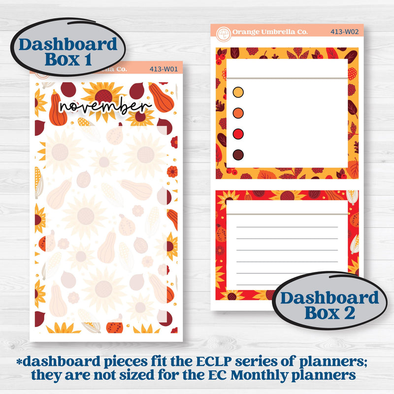 Thanksgiving Autumn Kit | 7x9 Erin Condren Life Planner Monthly & Dashboard Sticker Kit | 2024-2025 Planners | Gobble | KIT-413-W