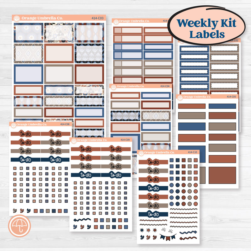 Patterned Boho Sticker Kit | Weekly Add-On Labels Planner Kit Stickers | Katie | KIT-414-C