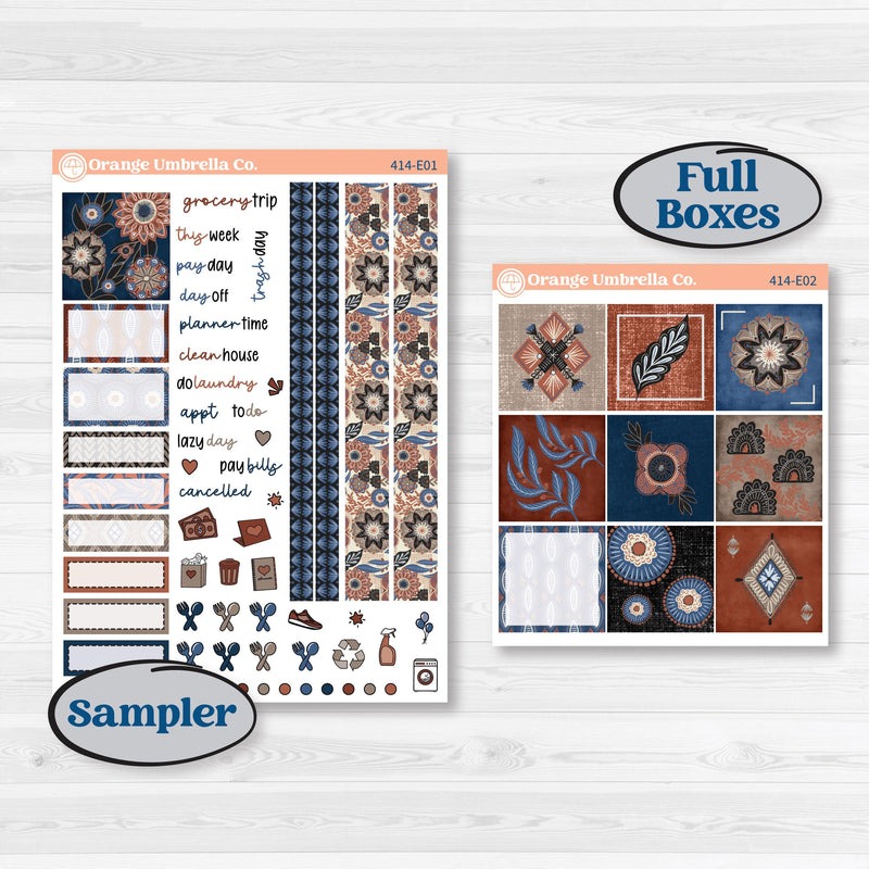 Patterned Boho Sticker Kit | Hobonichi Cousin Weekly & Daily Planner Kit Stickers | Katie | KIT-414-E