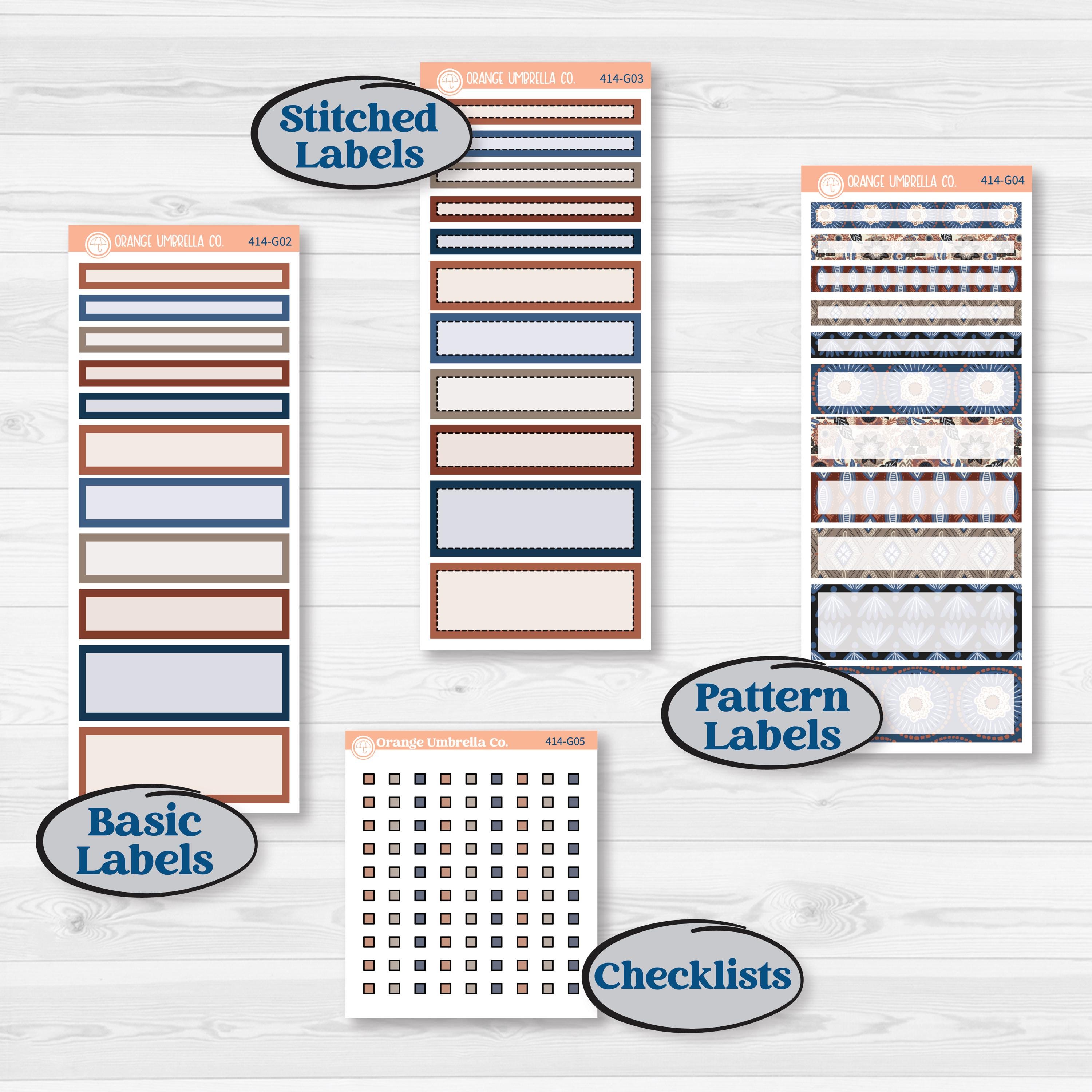 Patterned Boho Sticker Kit | A5 Compact Vertical Planner Kit Stickers for Erin Condren | Katie | KIT-414-G