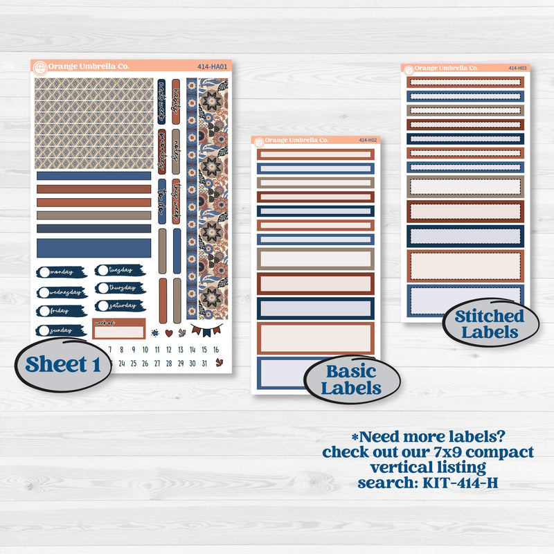 Patterned Boho Sticker Kit | Erin Condren Weekly Dashboard Planner Kit Stickers | Katie | KIT-414-HA