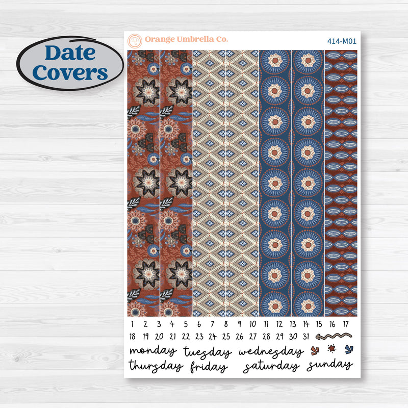 Patterned Boho Sticker Kit | 7x9 Erin Condren Daily Duo Planner Kit Stickers | Katie | KIT-414-M