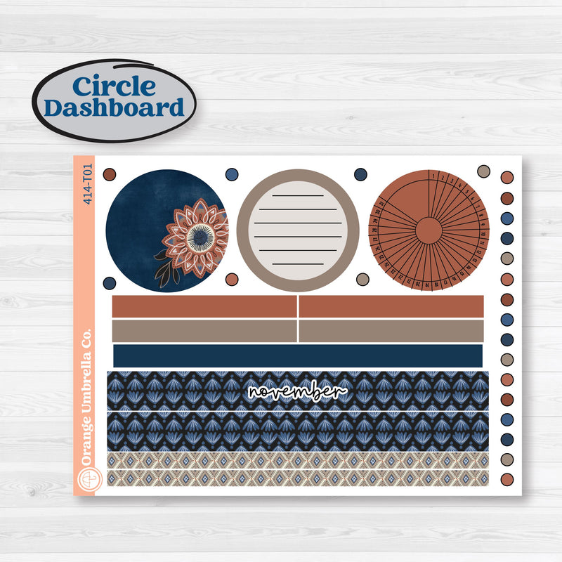 Patterned Boho Sticker Kit | 7x9 Plum Monthly & Dashboard Planner Kit Stickers | Katie | KIT-414-T