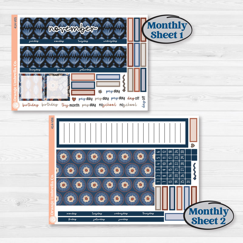 Patterned Boho Sticker Kit | A5 Erin Condren Monthly & Dashboard Sticker Kit | 2024-2025 Planners | Katie | KIT-414-V