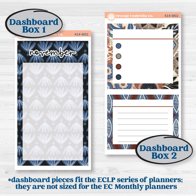 Patterned Boho Sticker Kit | 7x9 Erin Condren Life Planner Monthly & Dashboard Sticker Kit | 2024-2025 Planners | Katie | KIT-414-W