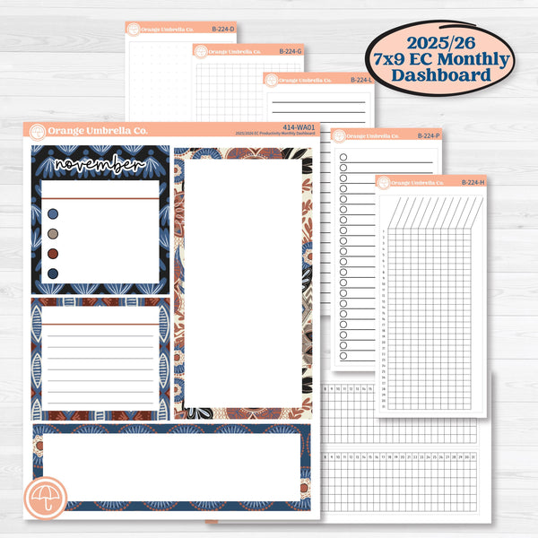 Patterned Boho Sticker Kit | 7x9 Erin Condren Life Planner Monthly Dashboard Sticker Kit | 2025-2026 Planners | Katie | KIT-414-WA