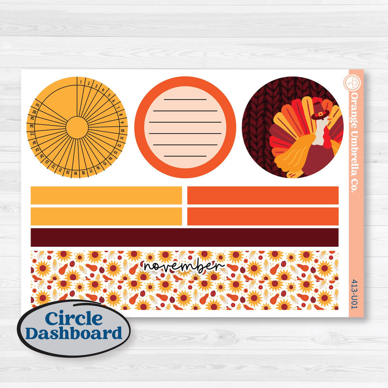 Thanksgiving Autumn Kit | 8.5x11 Plum Monthly & Dashboard Planner Kit Stickers | Gobble | KIT-413-U