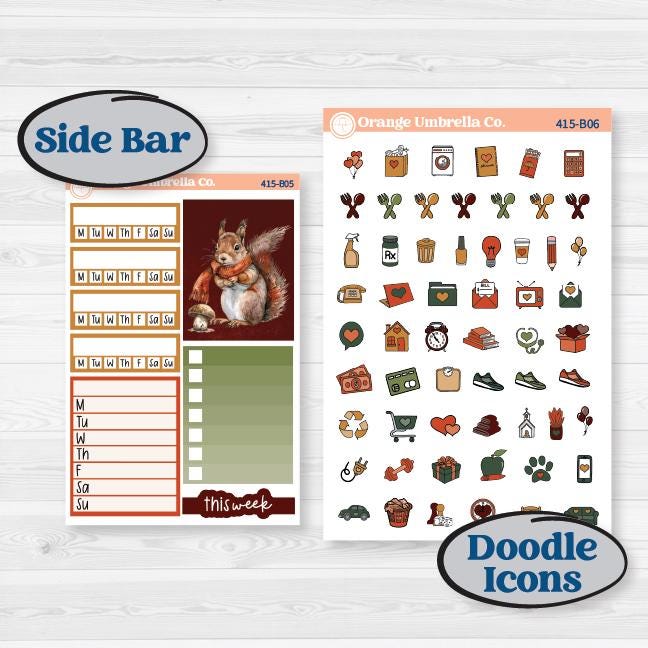 Watercolor Autumn Kit | Weekly Add-On Planner Kit Stickers | Crackle | KIT-415-B
