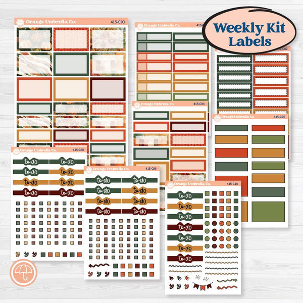 Watercolor Autumn Kit | Weekly Add-On Labels Planner Kit Stickers | Crackle | KIT-415-C