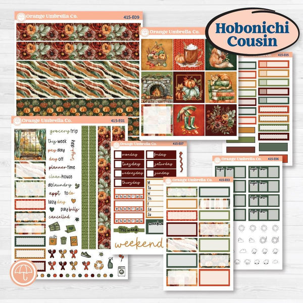 Watercolor Autumn Kit | Hobonichi Cousin Weekly & Daily Planner Kit Stickers | Crackle | KIT-415-E