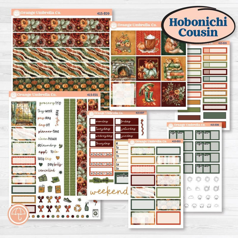 Watercolor Autumn Kit | Hobonichi Cousin Weekly & Daily Planner Kit Stickers | Crackle | KIT-415-E