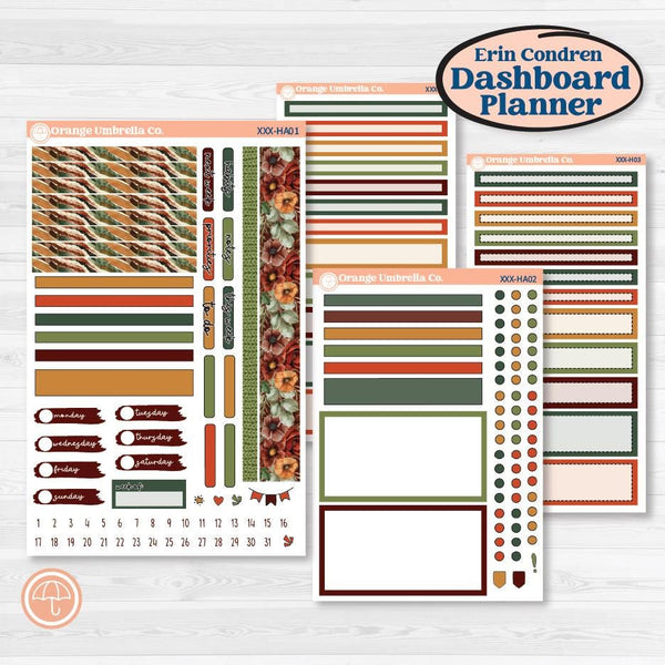 Watercolor Autumn Kit | Erin Condren Weekly Dashboard Planner Kit Stickers | Crackle | KIT-415-HA