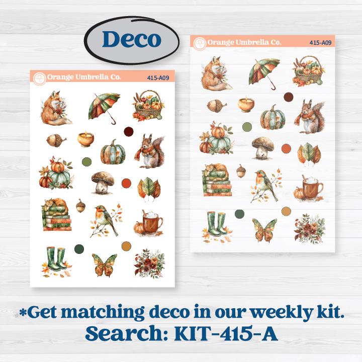 Watercolor Autumn Kit | Freestyle Kit Any Planner Kit Stickers | Crackle | KIT-415-K