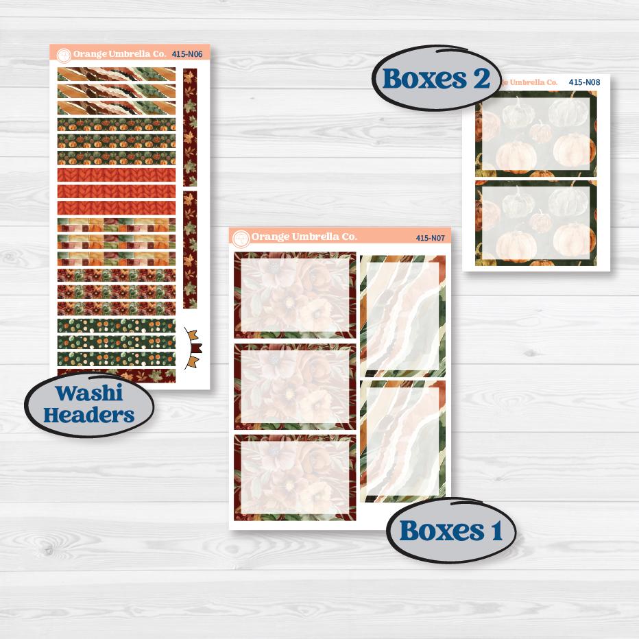 Watercolor Autumn Kit | A5 Plum Daily Planner Kit Stickers | Crackle | KIT-415-N