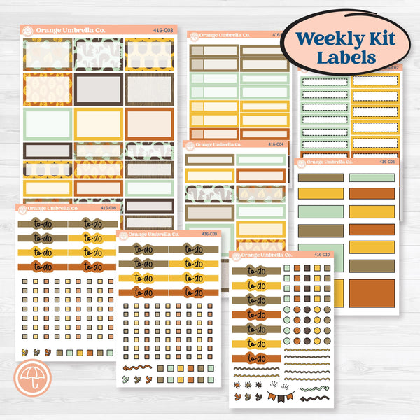 Woodland Cottage Core Stickers | Weekly Add-On Labels Planner Kit Stickers | Birch Grove | KIT-416-C