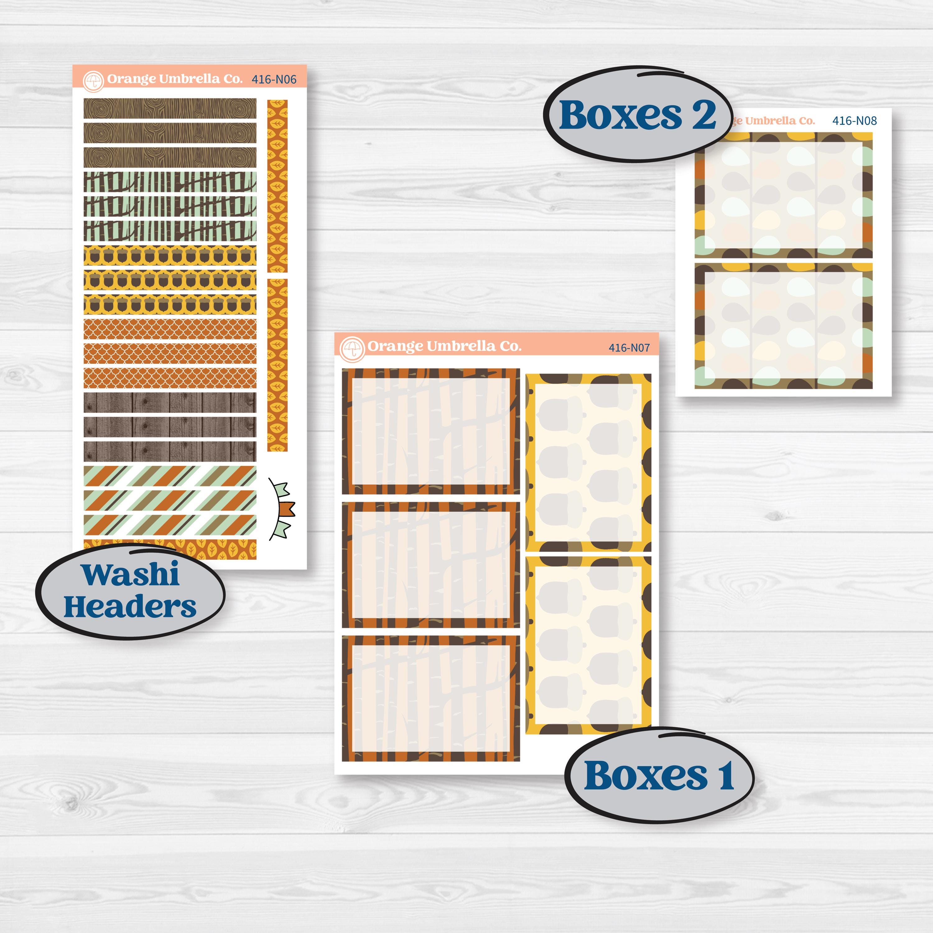 Woodland Cottage Core Stickers | A5 Plum Daily Planner Kit Stickers | Birch Grove | KIT-416-N