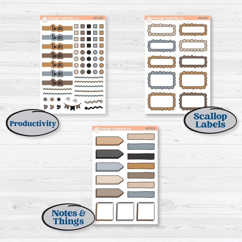 Woodland Winter Animals Kit | Weekly Add-On Labels Planner Kit Stickers | Chill Out | KIT-417-C