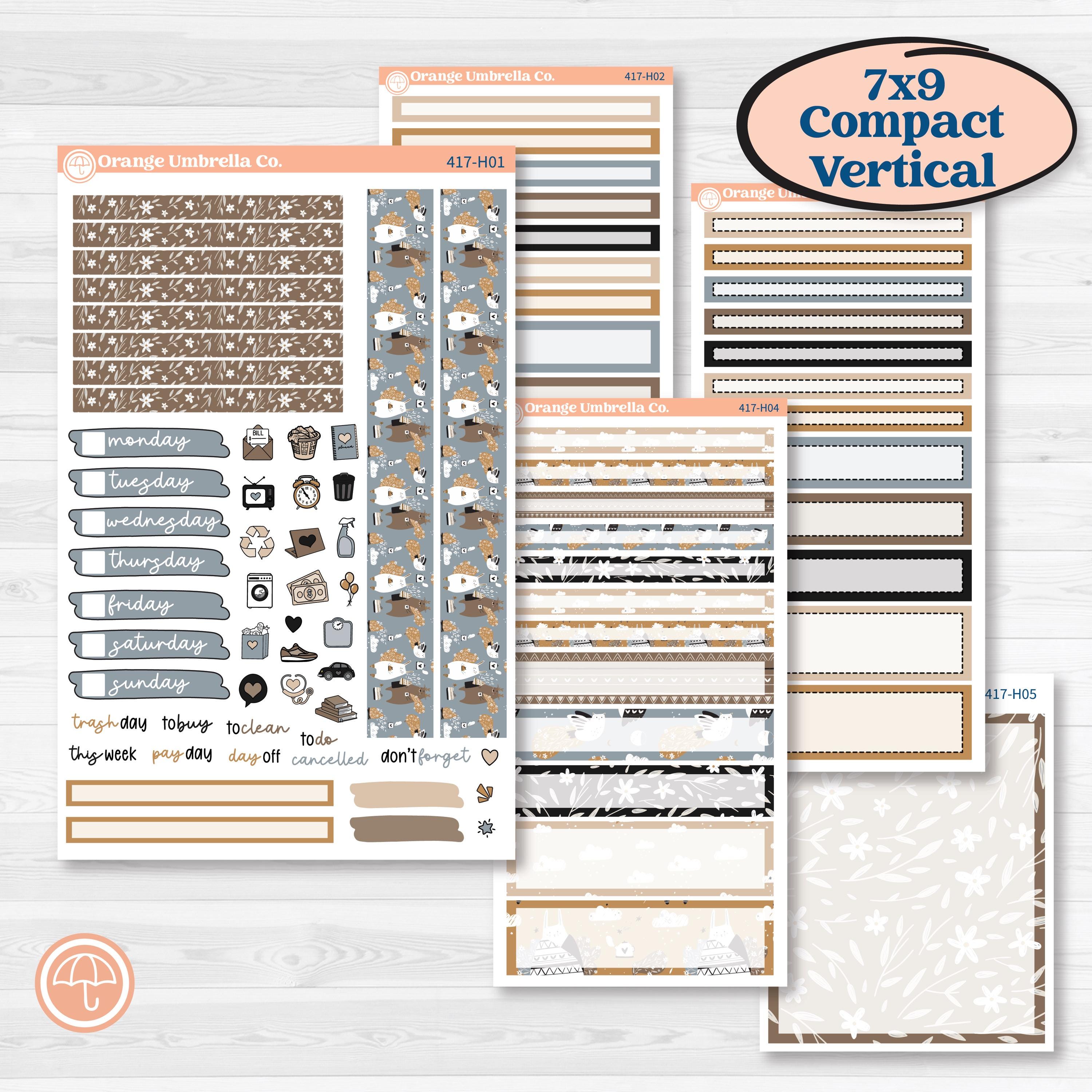 Woodland Winter Animals Kit | 7x9 Compact Vertical Planner Kit Stickers | Chill Out | KIT-417-H