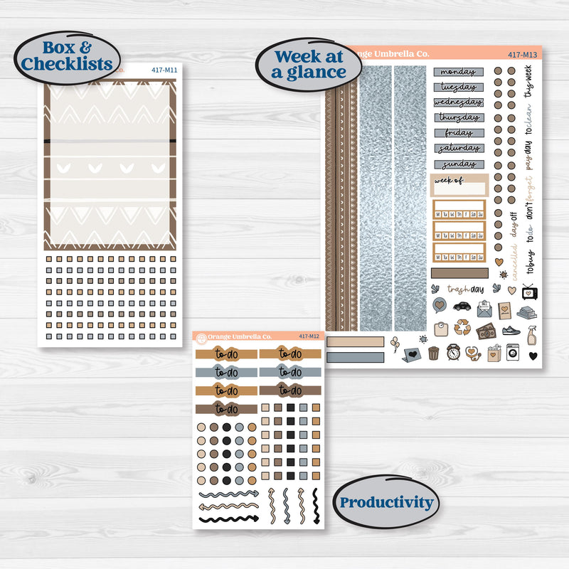 Woodland Winter Animals Kit | 7x9 Erin Condren Daily Duo Planner Kit Stickers | Chill Out | KIT-417-M