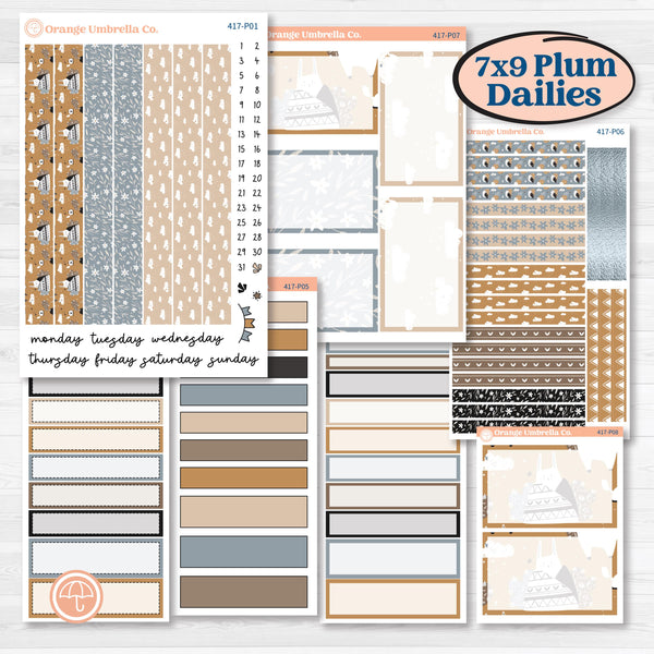 Woodland Winter Animals Kit | 7x9 Plum Daily Planner Kit Stickers | Chill Out | KIT-417-P