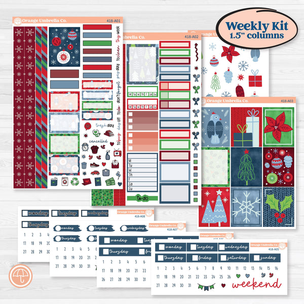 Playful Winter Kit | Weekly Sticker Kit for Vertical Planners like Erin Condren | Jingle | KIT-418-A