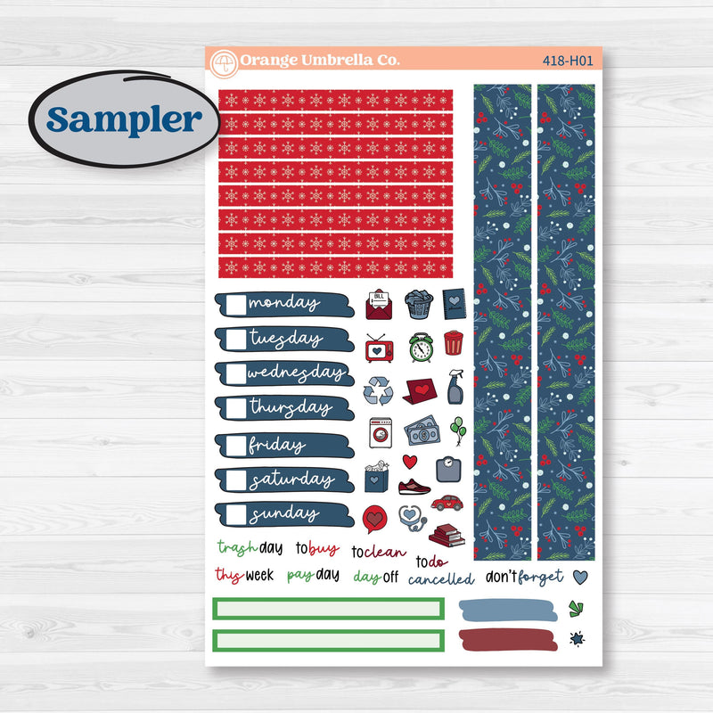 Playful Winter Kit | 7x9 Compact Vertical Planner Kit Stickers | Jingle | KIT-418-H