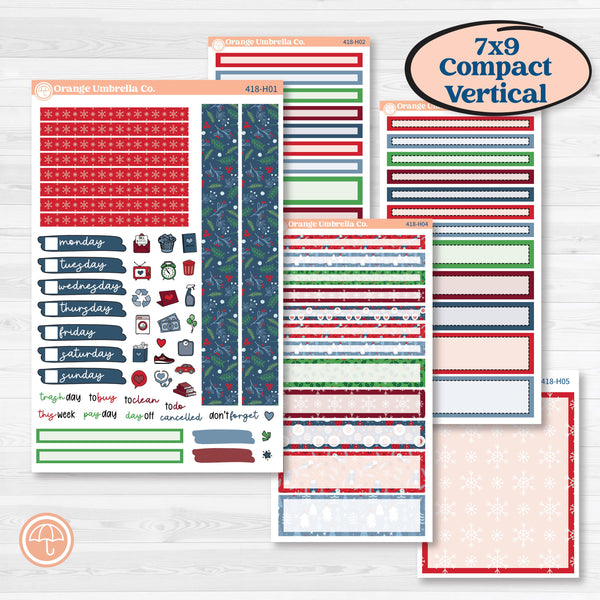 Playful Winter Kit | 7x9 Compact Vertical Planner Kit Stickers | Jingle | KIT-418-H