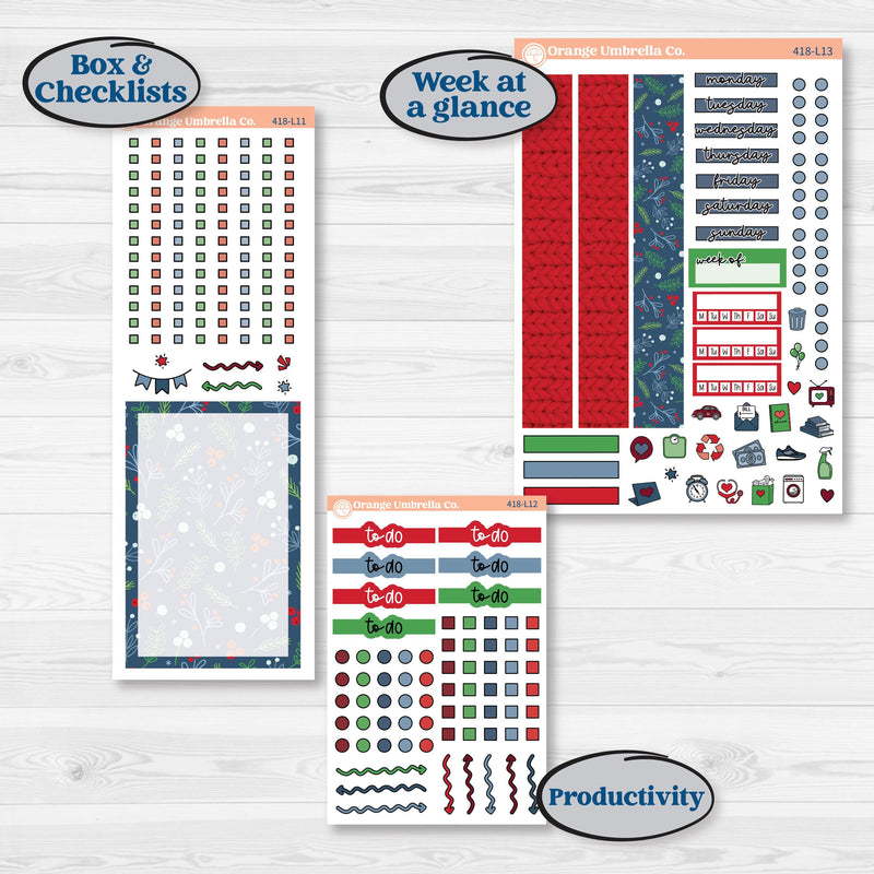 Playful Winter Kit | A5 Daily Duo Planner Kit Stickers | Jingle | KIT-418-L