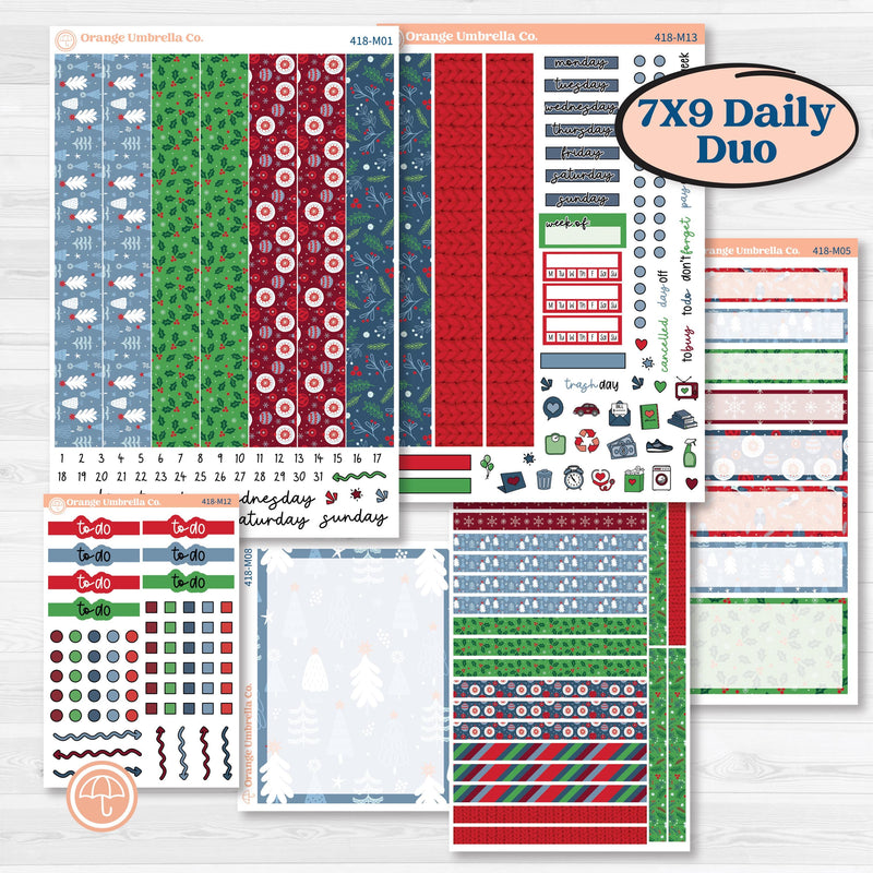 Playful Winter Kit | 7x9 Erin Condren Daily Duo Planner Kit Stickers | Jingle | KIT-418-M