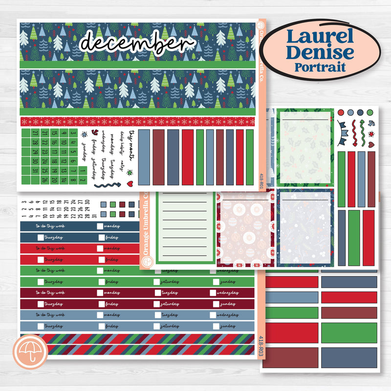 Playful Winter Kit | Laurel Denise Portrait Planner Kit Stickers | Jingle | KIT-418-R