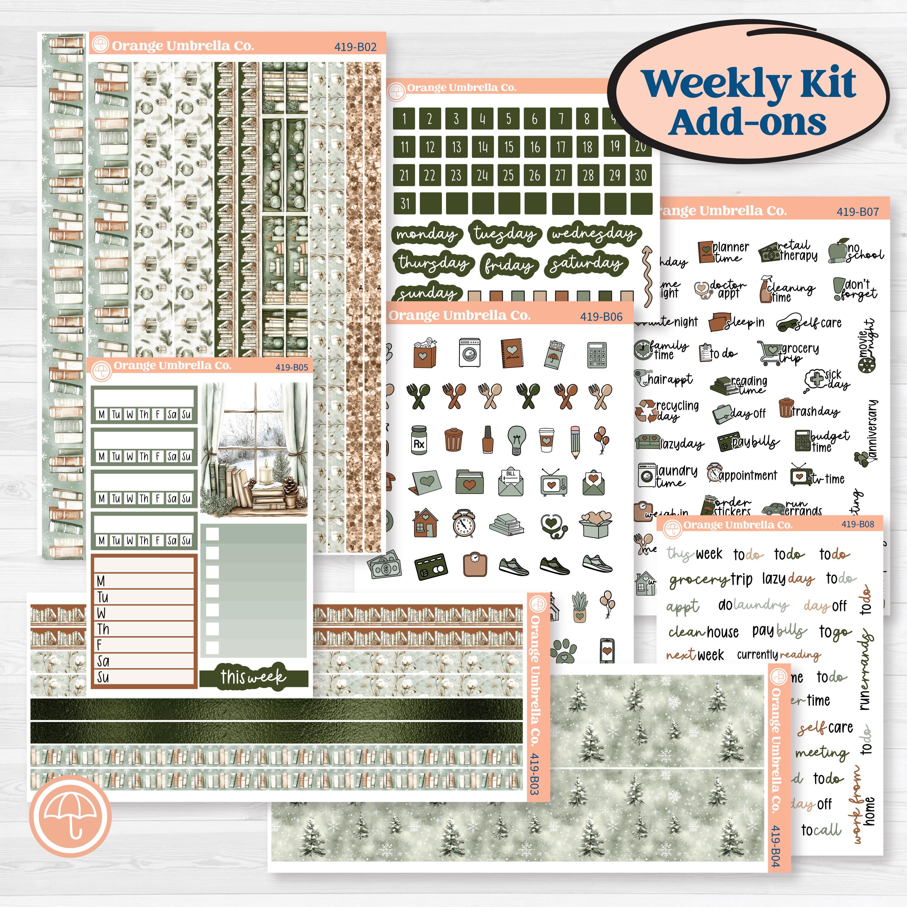 Classic Christmas Reading Kit | Weekly Add-On Planner Kit Stickers | All Aglow | KIT-419-B