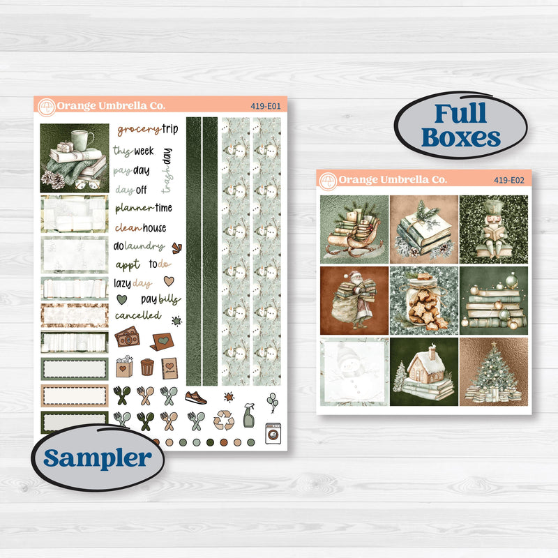 Classic Christmas Reading Kit | Hobonichi Cousin Weekly & Daily Planner Kit Stickers | All Aglow | KIT-419-E