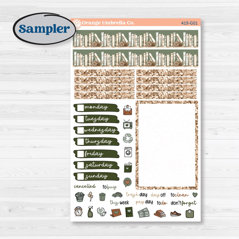 Classic Christmas Reading Kit | A5 Compact Vertical Planner Kit Stickers for Erin Condren | All Aglow | KIT-419-G