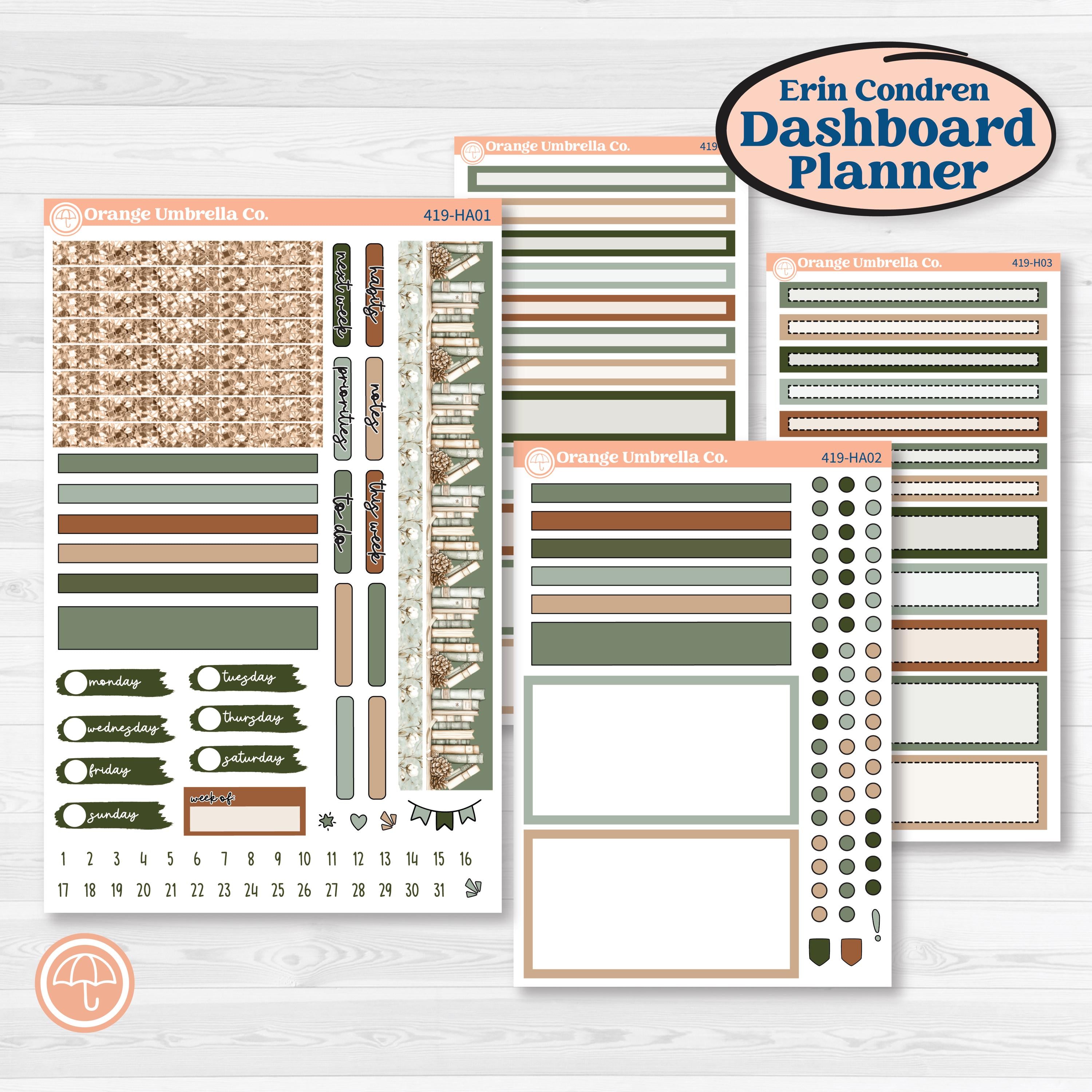 Classic Christmas Reading Kit | Erin Condren Weekly Dashboard Planner Kit Stickers | All Aglow | KIT-419-HA
