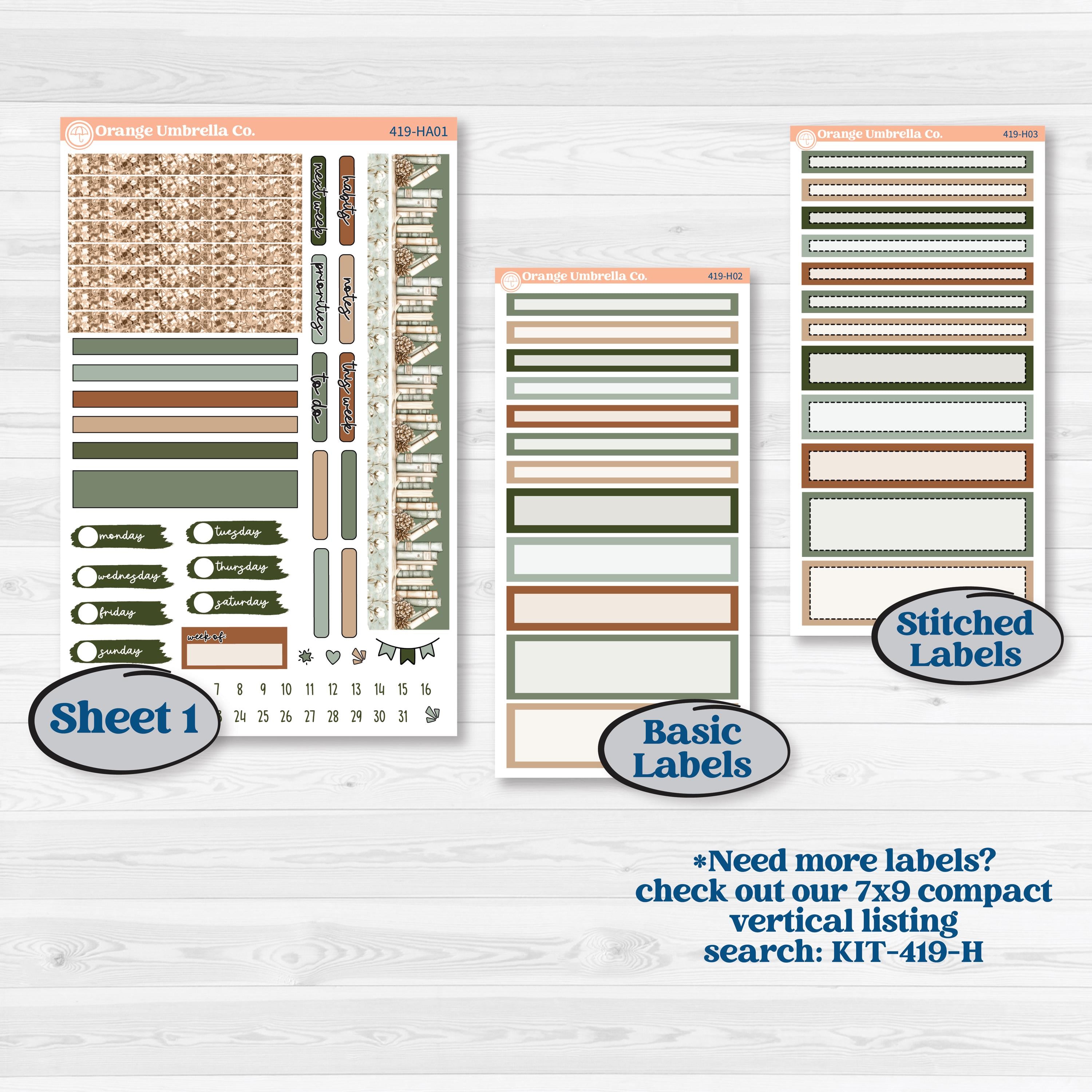 Classic Christmas Reading Kit | Erin Condren Weekly Dashboard Planner Kit Stickers | All Aglow | KIT-419-HA