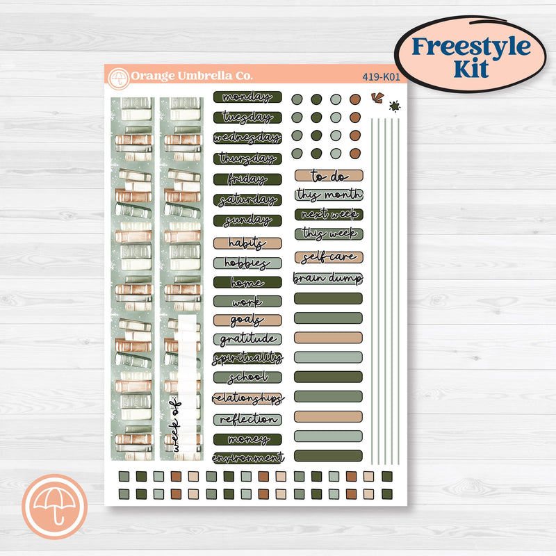 Classic Christmas Reading Kit | Freestyle Kit Any Planner Kit Stickers | All Aglow | KIT-419-K