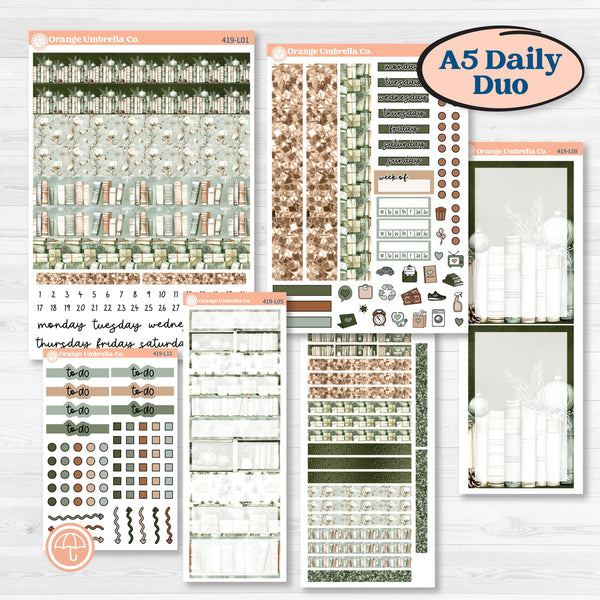 Classic Christmas Reading Kit | A5 Daily Duo Planner Kit Stickers | All Aglow | KIT-419-L