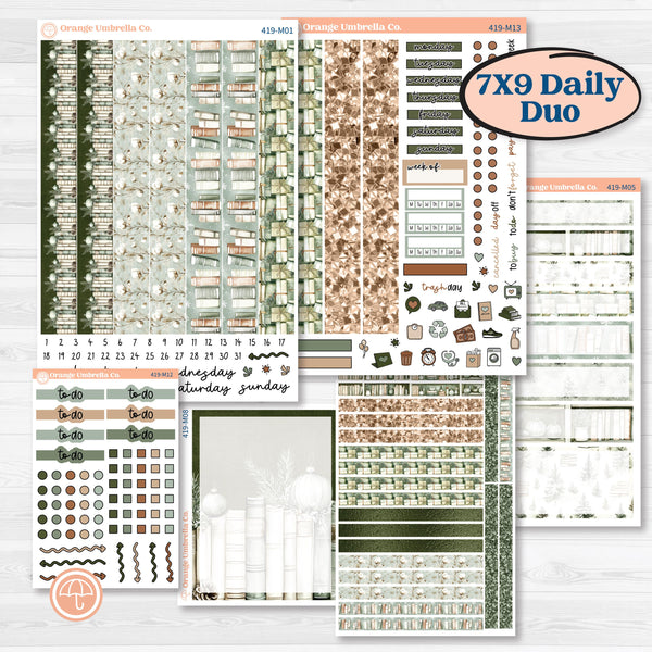 Classic Christmas Reading Kit | 7x9 Erin Condren Daily Duo Planner Kit Stickers | All Aglow | KIT-419-M