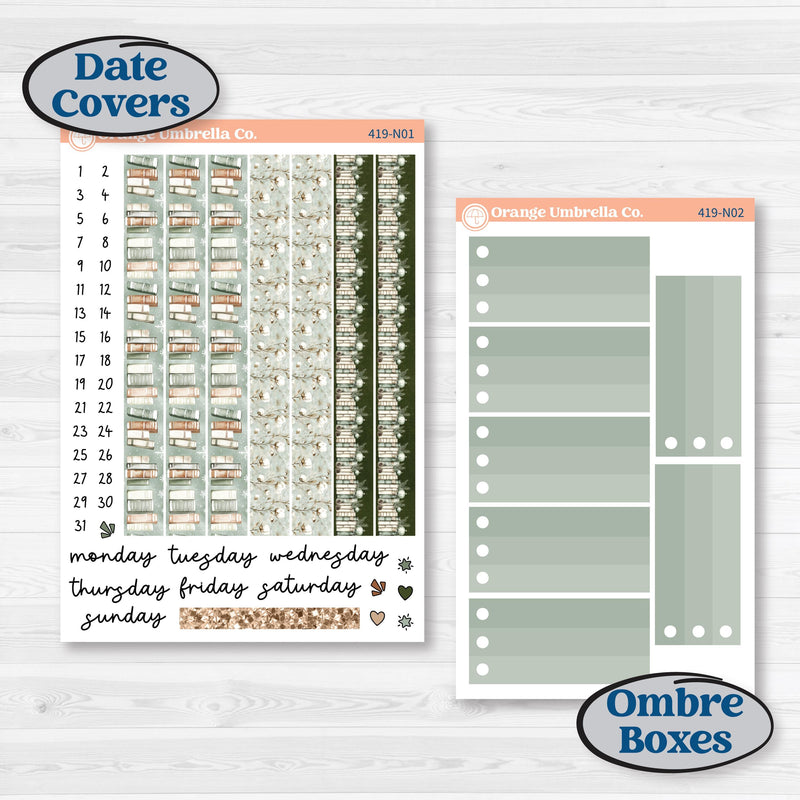 Classic Christmas Reading Kit | A5 Plum Daily Planner Kit Stickers | All Aglow | KIT-419-N