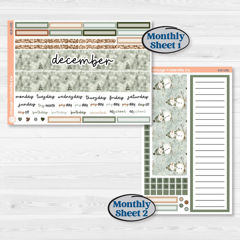 Classic Christmas Reading Kit | 8.5x11 Plum Monthly & Dashboard Planner Kit Stickers | All Aglow | KIT-419-U