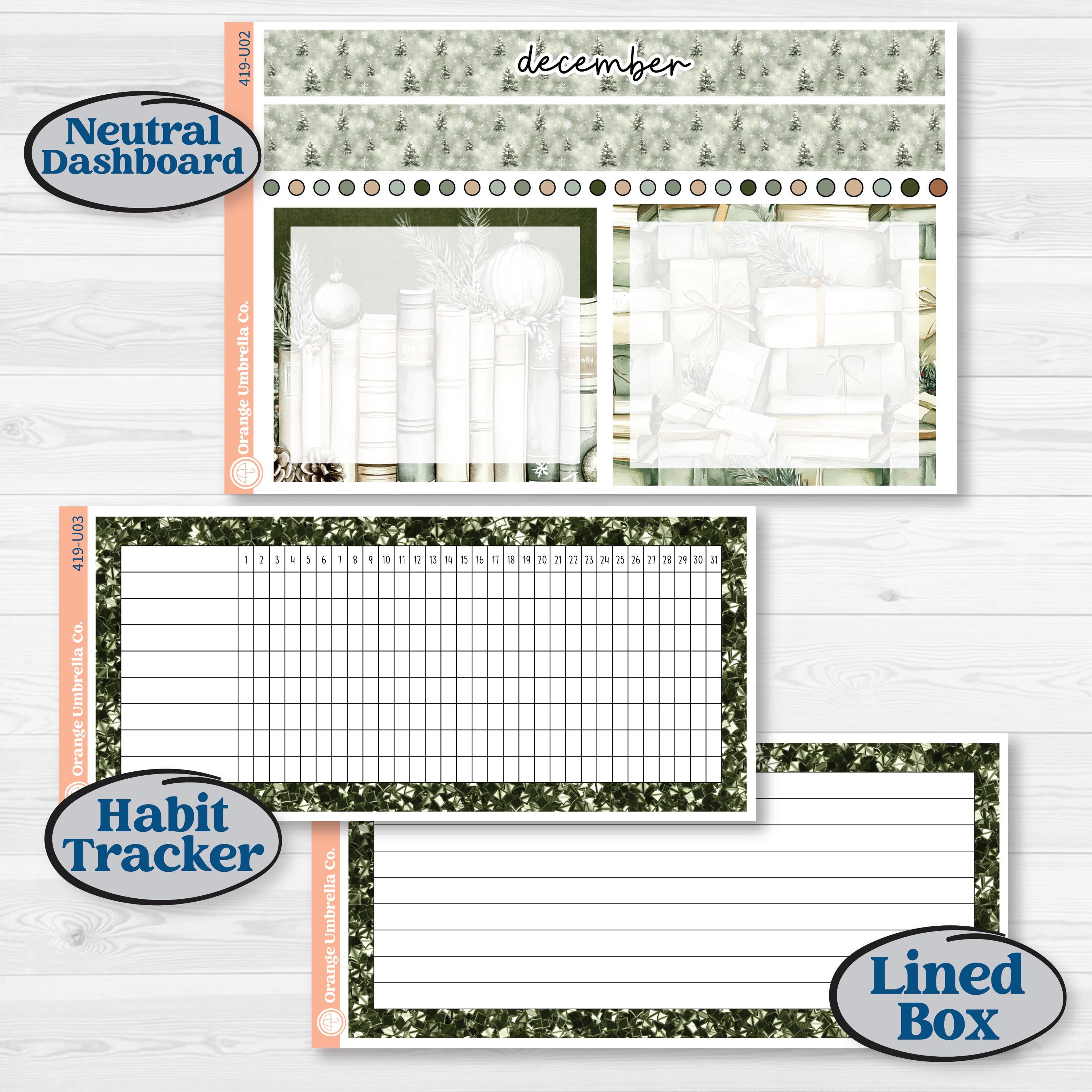 Classic Christmas Reading Kit | 8.5x11 Plum Monthly & Dashboard Planner Kit Stickers | All Aglow | KIT-419-U