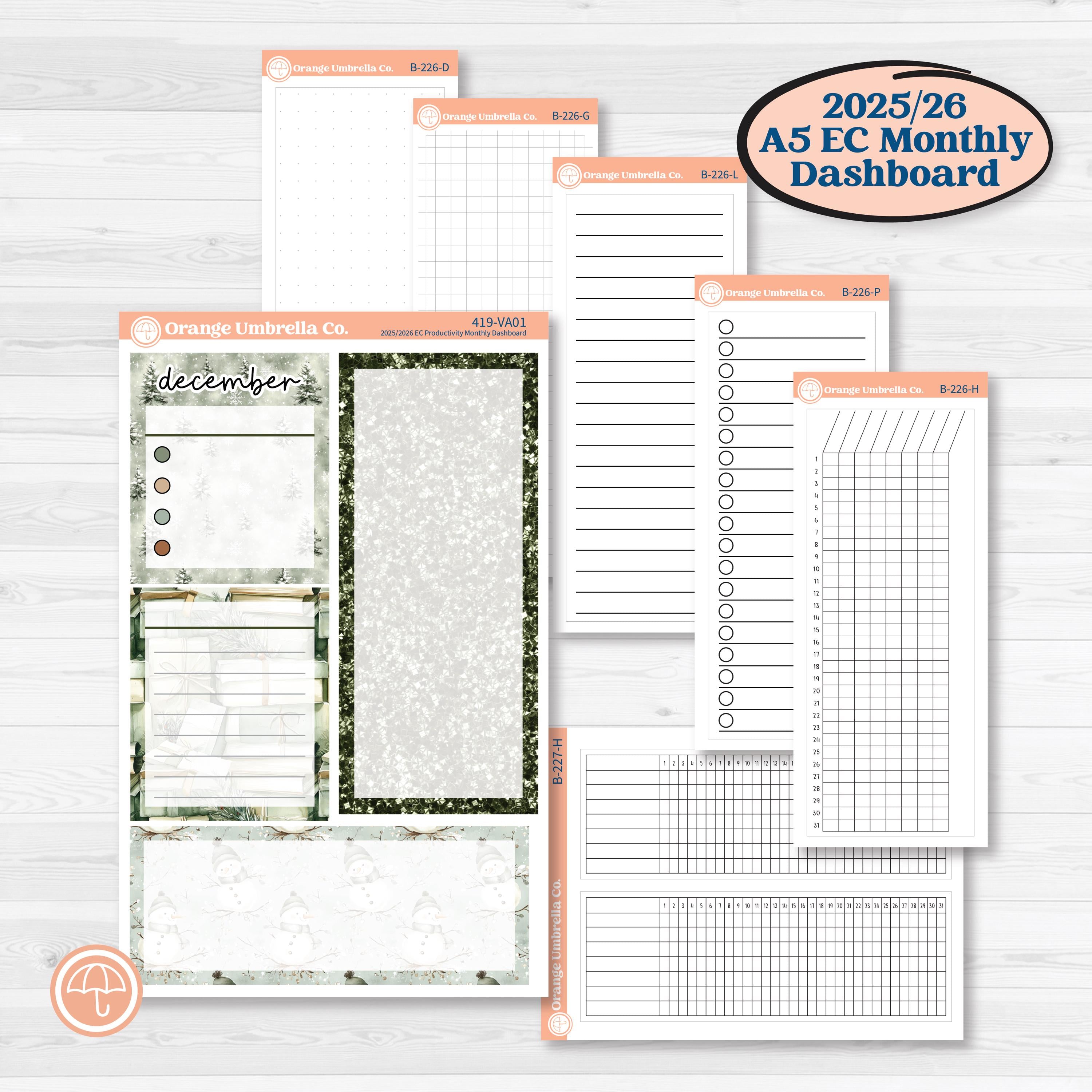 Classic Christmas Reading Kit | A5 Erin Condren Monthly Dashboard Sticker Kit | 2025-2026 Planners | All Aglow | KIT-419-VA