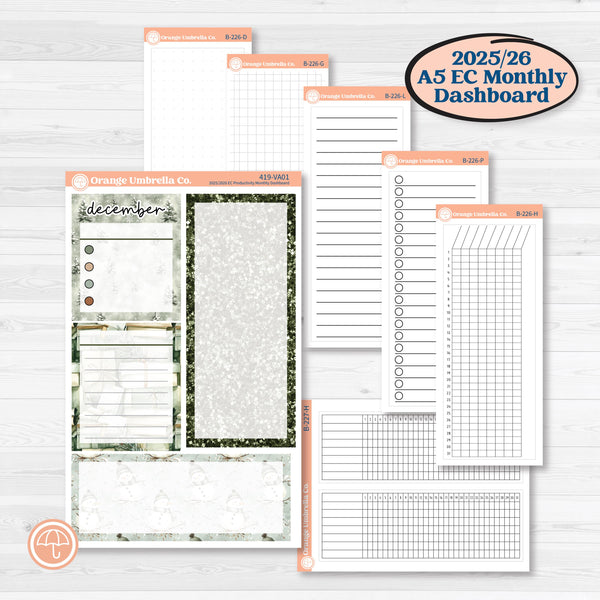 Classic Christmas Reading Kit | A5 Erin Condren Monthly Dashboard Sticker Kit | 2025-2026 Planners | All Aglow | KIT-419-VA