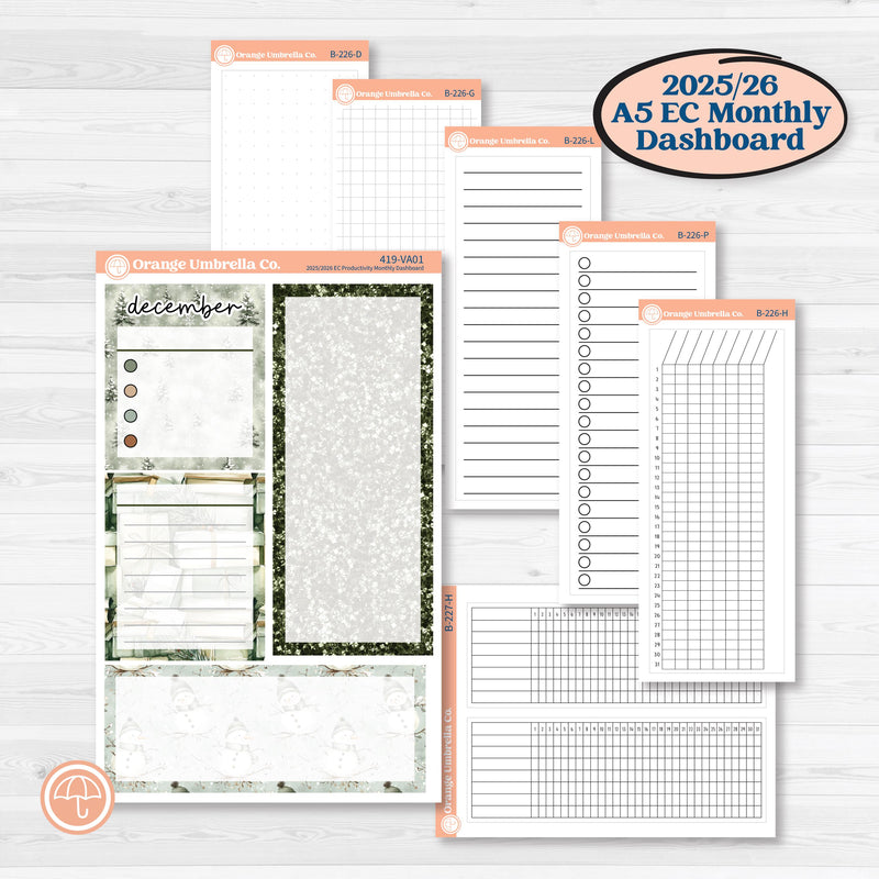 Classic Christmas Reading Kit | A5 Erin Condren Monthly Dashboard Sticker Kit | 2025-2026 Planners | All Aglow | KIT-419-VA
