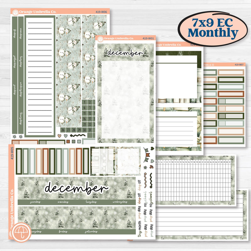 Classic Christmas Reading Kit | 7x9 Erin Condren Life Planner Monthly & Dashboard Sticker Kit | 2024-2025 Planners | All Aglow | KIT-419-W
