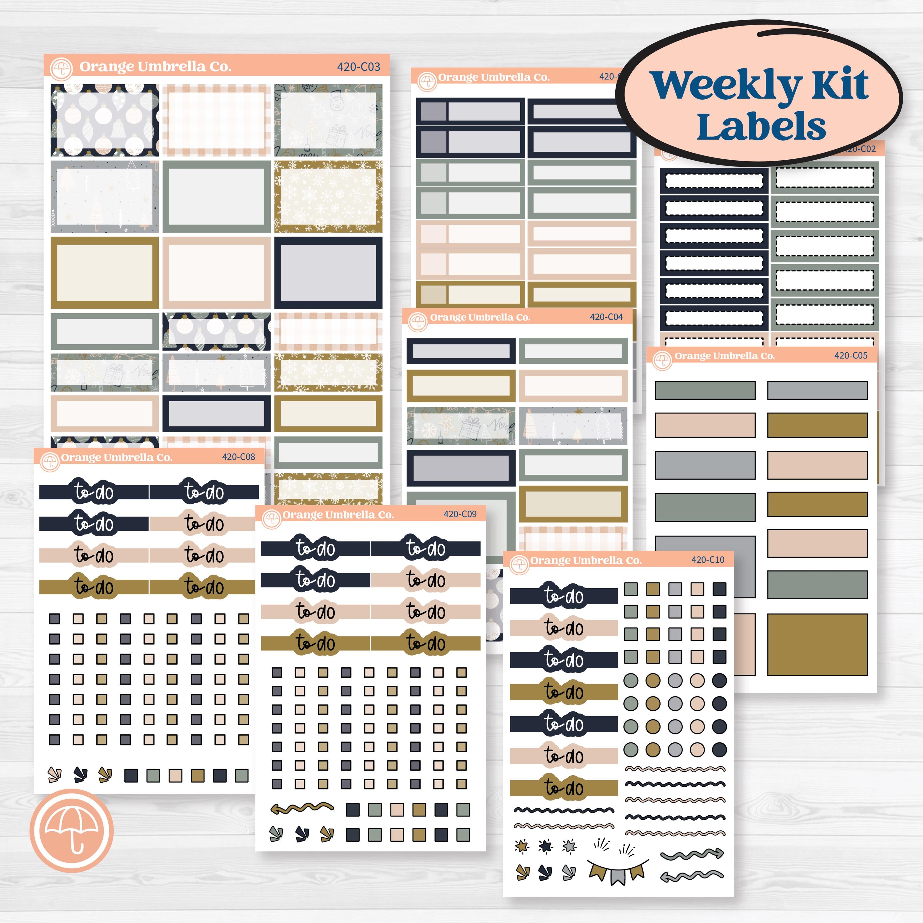 Cheerful Holiday Christmas Kit | Weekly Add-On Labels Planner Kit Stickers | Very Merry | KIT-420-C